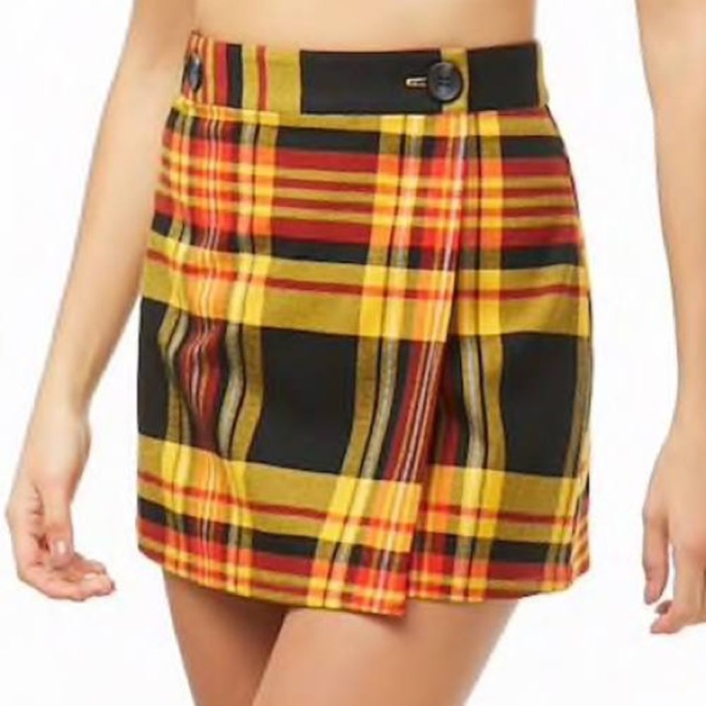 PLAID WRAP SKIRT
